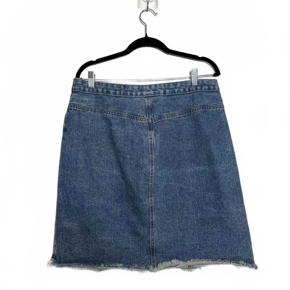 Vintage Y2K Button-Front Denim Skirt with‎ Front Pockets